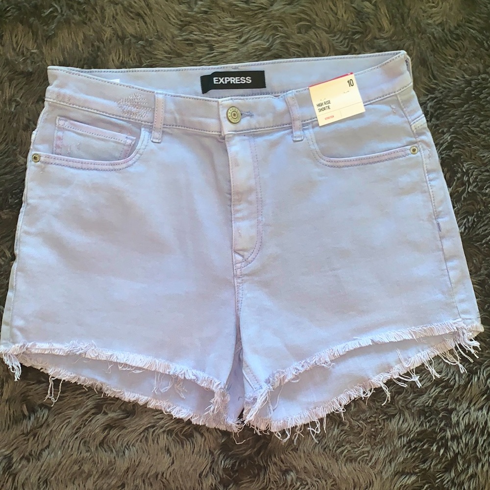 Express Light Wash High Waist Denim Shorts Size 10